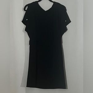 White House Black Market Black Pewter Buttons Split Sleeve Jersey Dress Size S